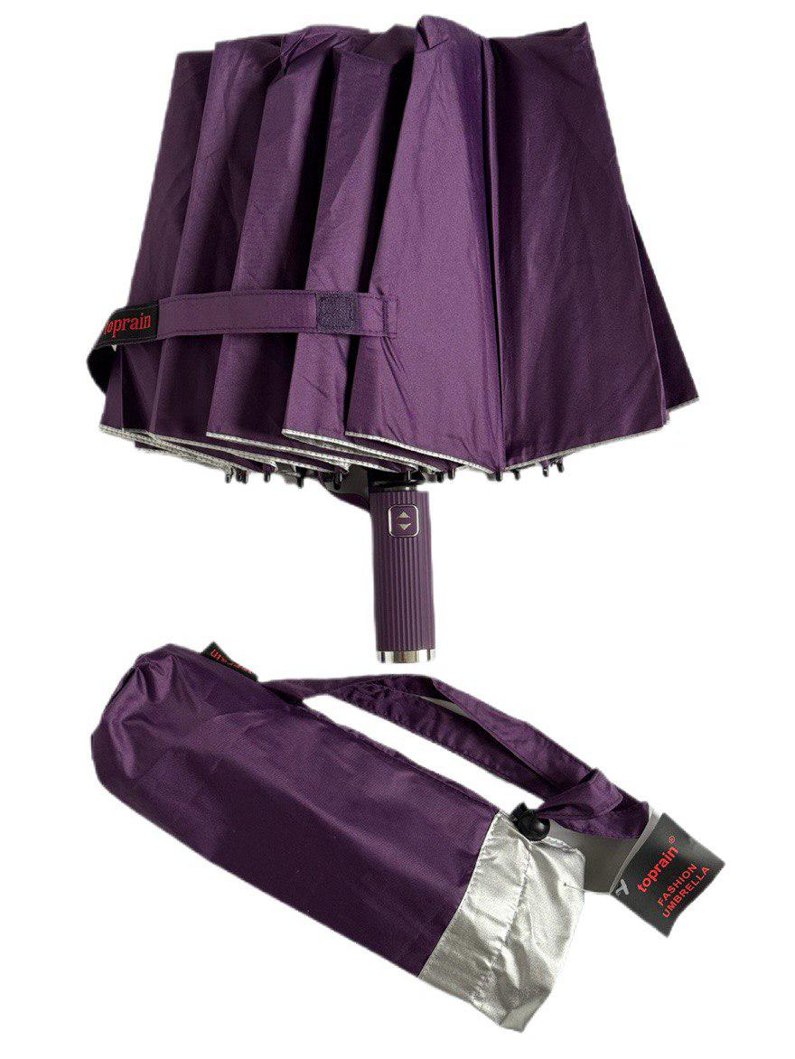 Парасолька-автомат Toprain Umbrella однотонна 16 спиць зі сріблом під куполом Фіолетовий (4016) - фото 2 Парасолька-автомат Toprain Umbrella однотонна 16 спиць зі сріблом під куполом Фіолетовий (4016) - фото 2