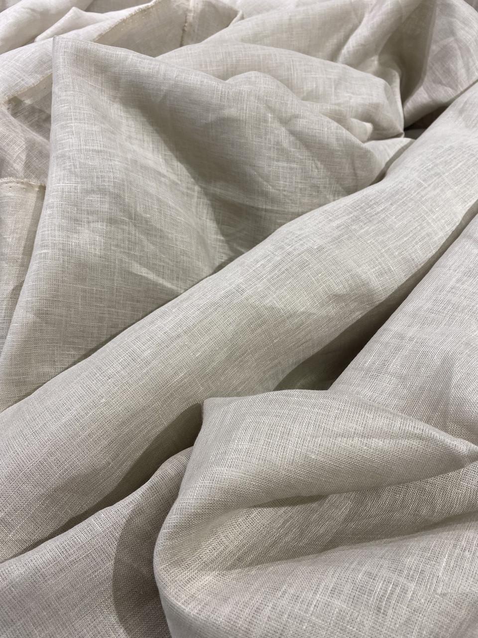 Ткань для гардин и штор LINEN PLUS льняная натуральная 150 см 330 Серо-бежевый