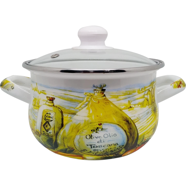 Каструля емальована Aureti AU-701-16 з кришкою 1,6 л
