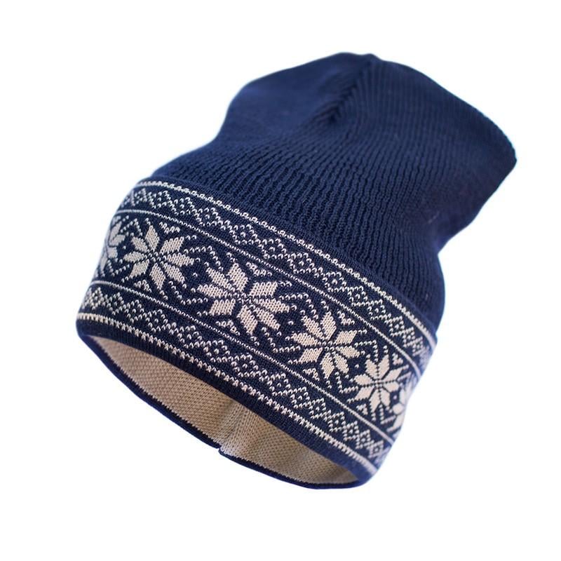 Шапка із шерсті мериноса Софія 48-54 см Синій (412-15)