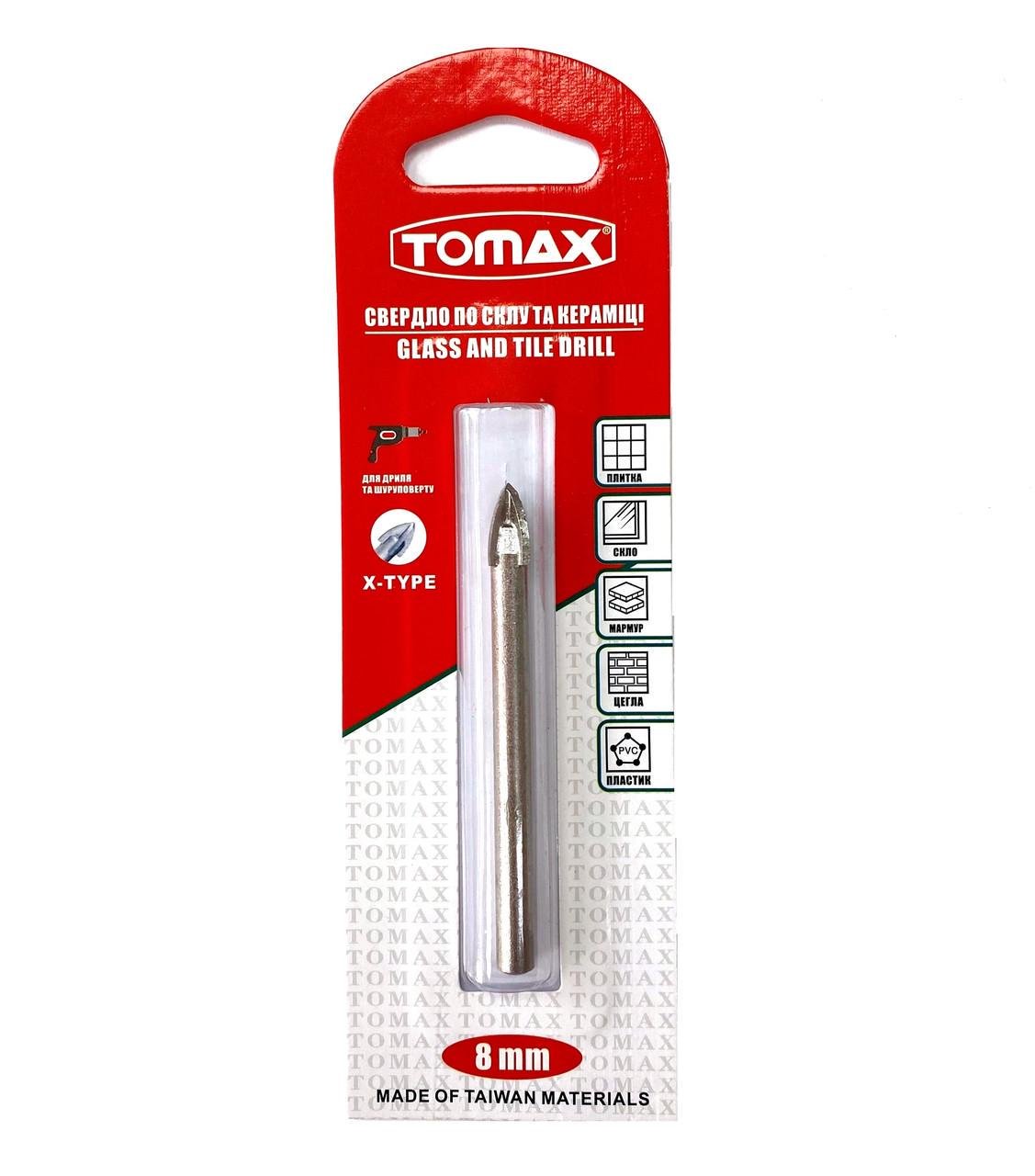 Сверло по плитке TOMAX и стеклу 8 мм квадро наконечник (1454755755)