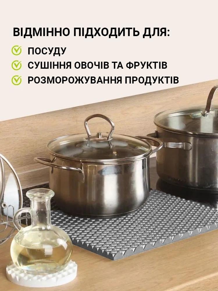 Коврик для сушки посуды EVAPUZZLE KITCHEN 40x30 см Серый (kitch4030g) - фото 6