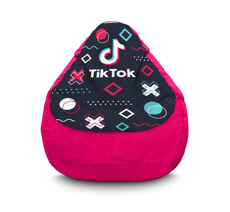 Кресло мешок iPuff Tik Tok Abstract figures Pink Флок XXL 90х125 см Красный