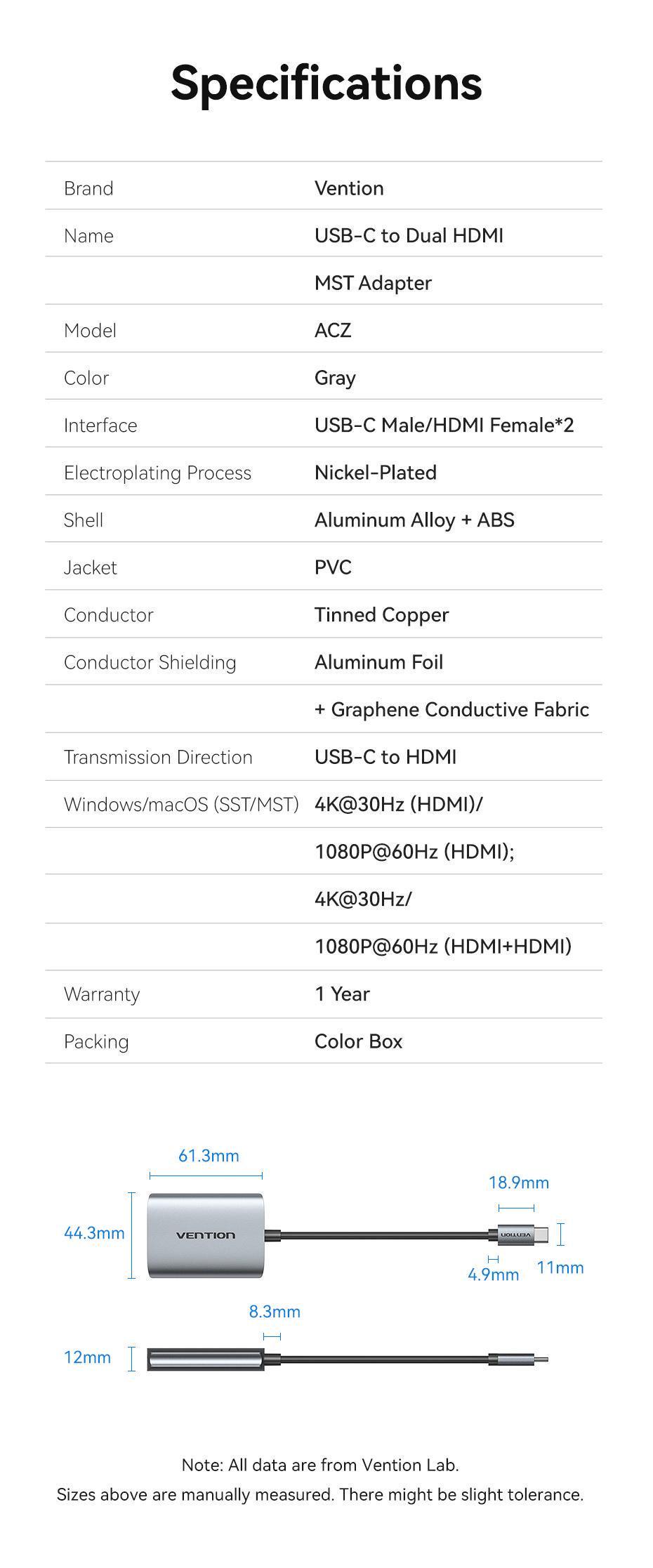 Карта видеозахвата Vention Type-C-2x HDMI 4K 30Гц 1080p 60Гц режимы Черный (ACZHB) - фото 13