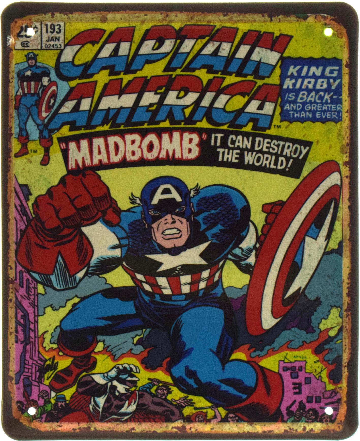 Табличка металлическая "Captain America Madbomb It Can Destroy World" 18x22 см (ms-103620)