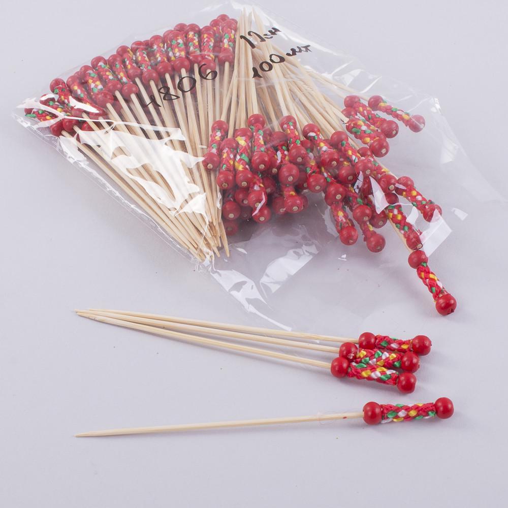 Шпажки со шнурочками 12 см 100 шт. Красный (4806-6)