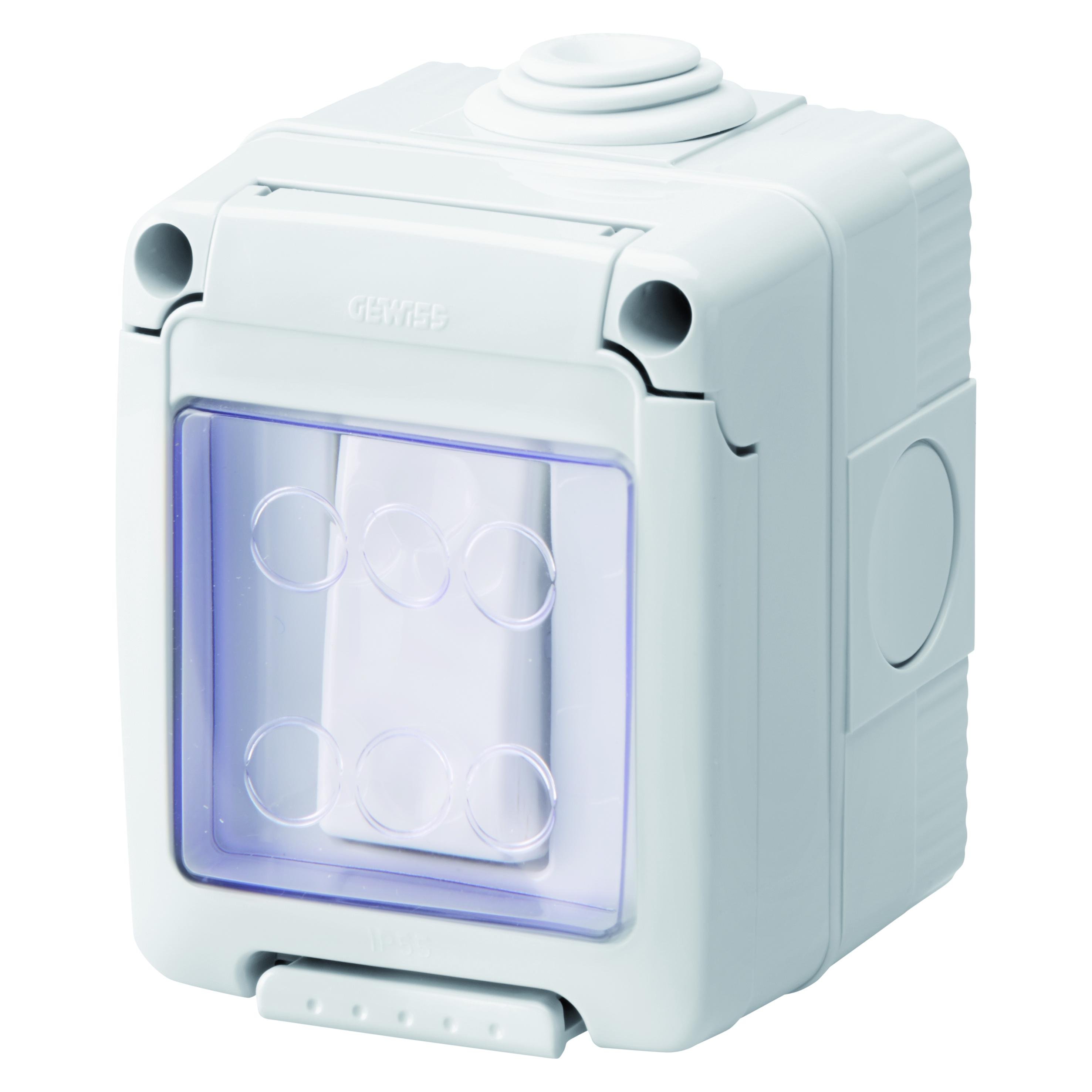 Вимикач прохідний одноклавішний Gewiss 27 Combi System в герметичному корпусі IP55 Сірий (GW27833)