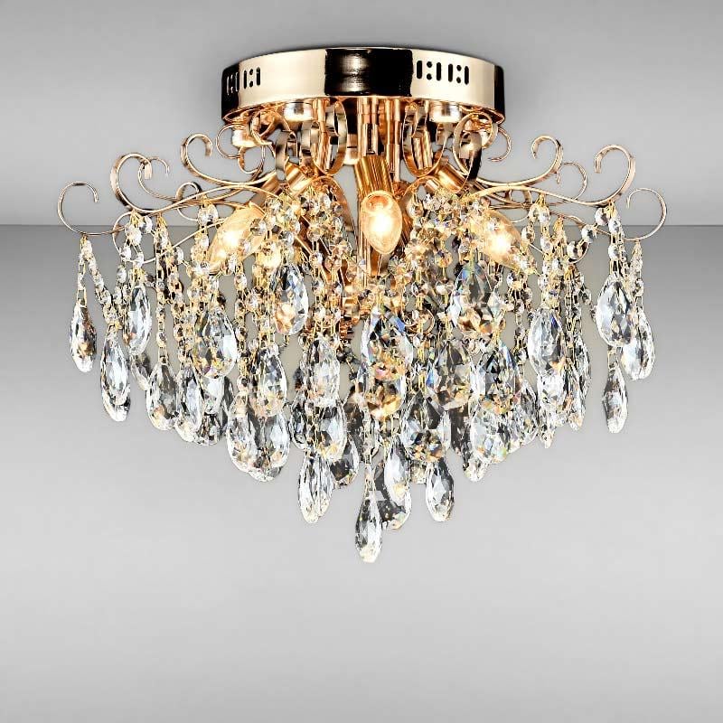 Люстра потолочная Light House SRS-16221/5-520 хрустальная на пять ламп Золото