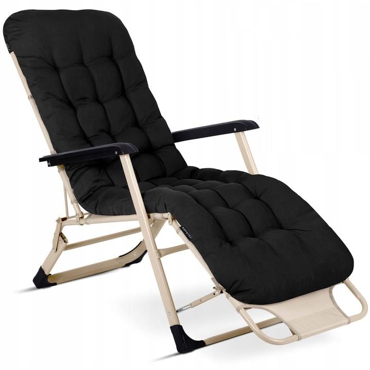 Шезлонг садовийе пляжнийе з подушкою Sofotel ChillWell Luxury до 120 кг Чорний (286400)
