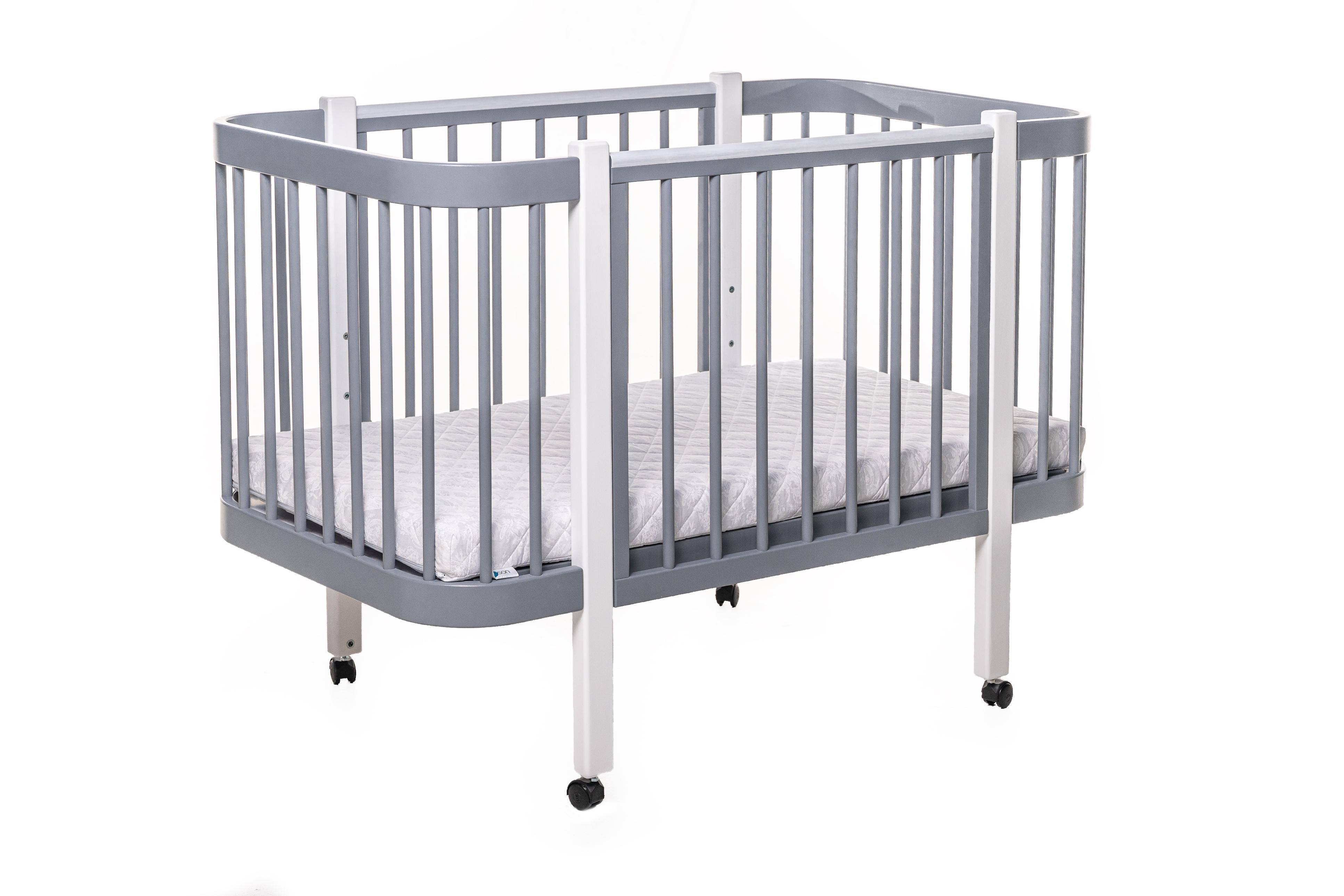 Детская кроватка Баю-бай маятниковый механизм бук 120х60 см біло-серый (DS745) Детская кроватка Баю-бай маятниковый механизм бук 120х60 см біло-серый (DS745)