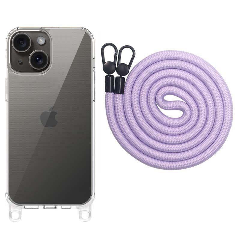 Протиударний Чохол TPU Transparent with Straps для Apple iPhone 13 / 14 (6.1") Light Purple