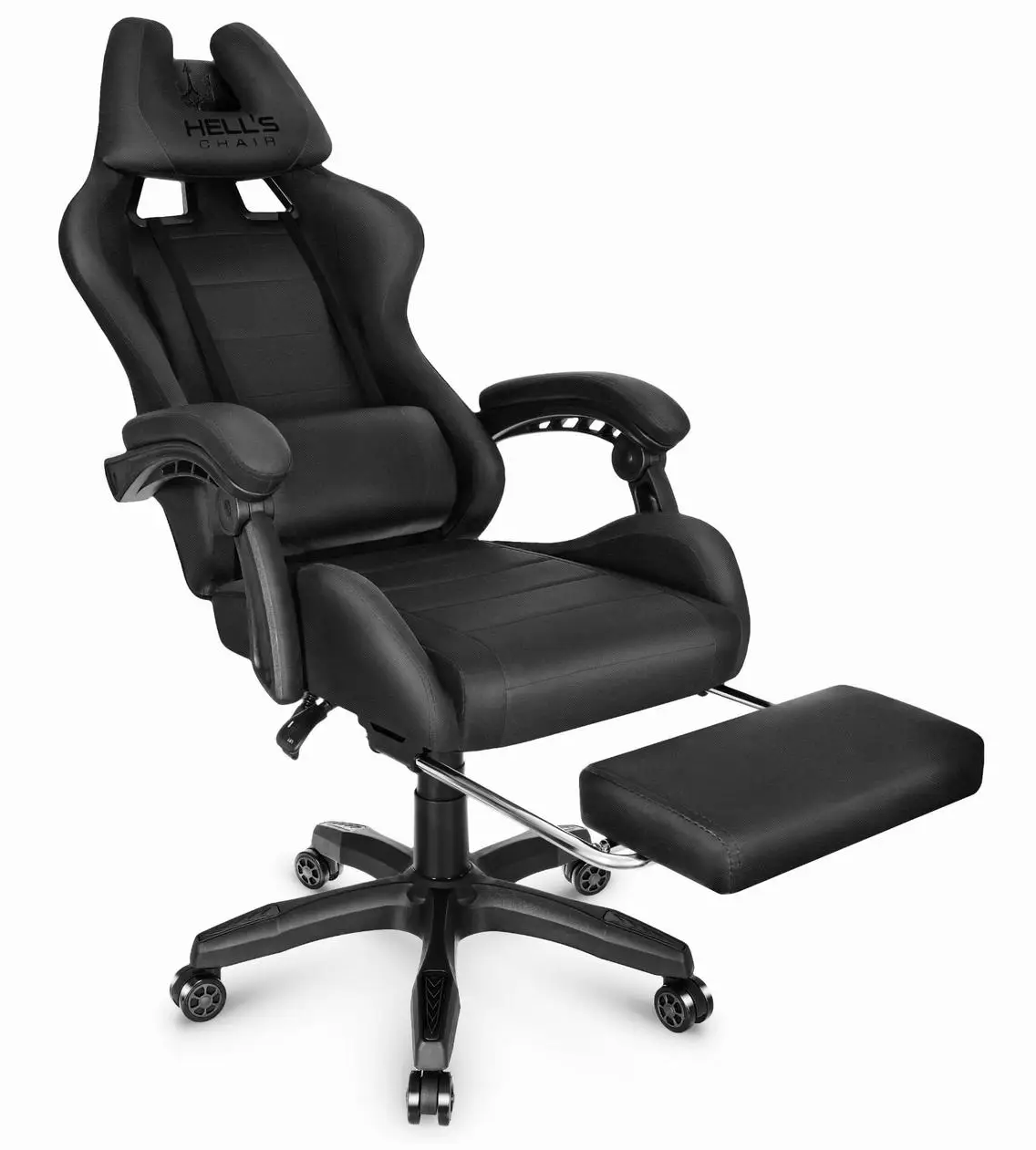 Кресло геймерское с подставкой для ног Huzaro Hell's HC-1039 ткань до 130 кг Black (AN-HC1039B)