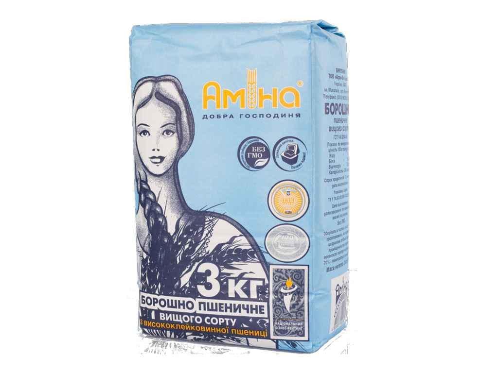 Мука АМИНА пшеничная высший сорт 3 кг (616079)