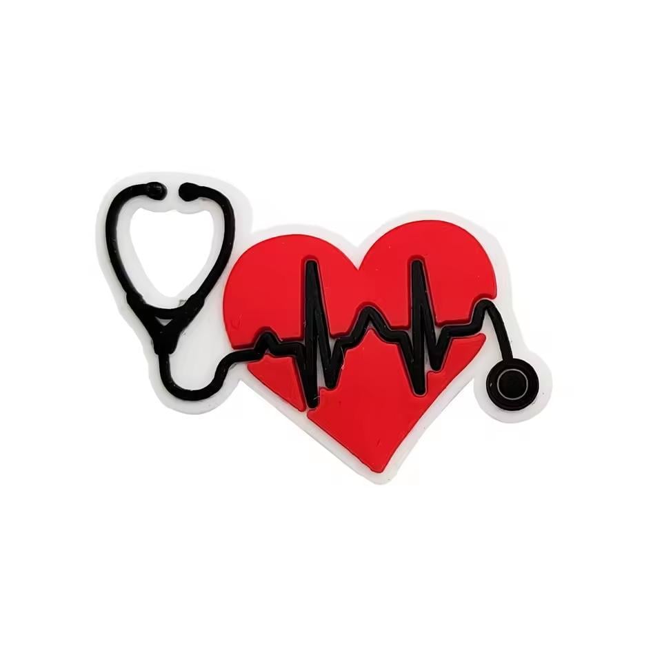 Джибитс для обуви Crocs Сердце со стетоскопом 1 шт. Красный Джибитс для обуви Crocs Сердце со стетоскопом 1 шт. Красный