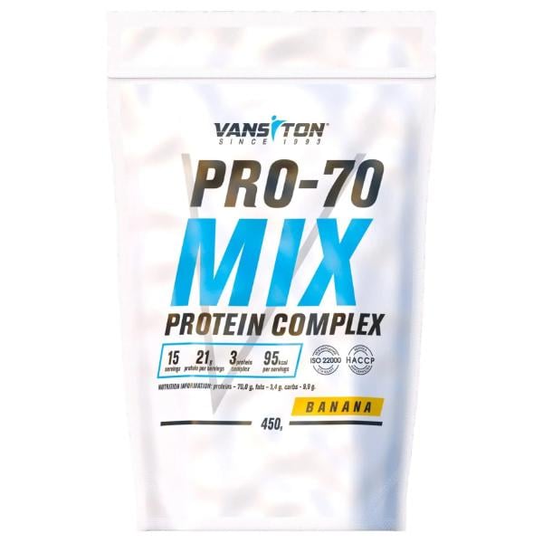 Протеїн Vansiton Pro-70 Mix Banana 450 г/15 порцій (23505764)