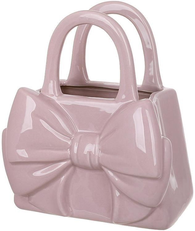 Ваза керамическая Бант в форме сумочки 20х12х22,5 см Розовый