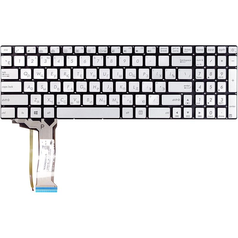 Клавиатура Power для ноутбука ASUS N551 N551JQ без фрейма Серебристый