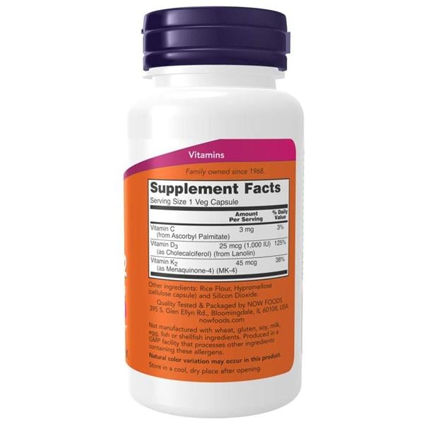 Комплекс NOW Foods Vitamin D-3 & K-2 120 Veg Caps - фото 2