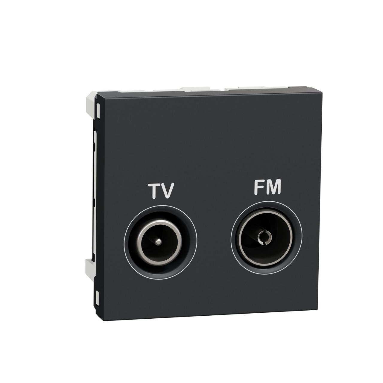 Розетка Schneider Electric Unica ABS-UV TV R кінцева 45х45х33 мм Чорний (NU345254)