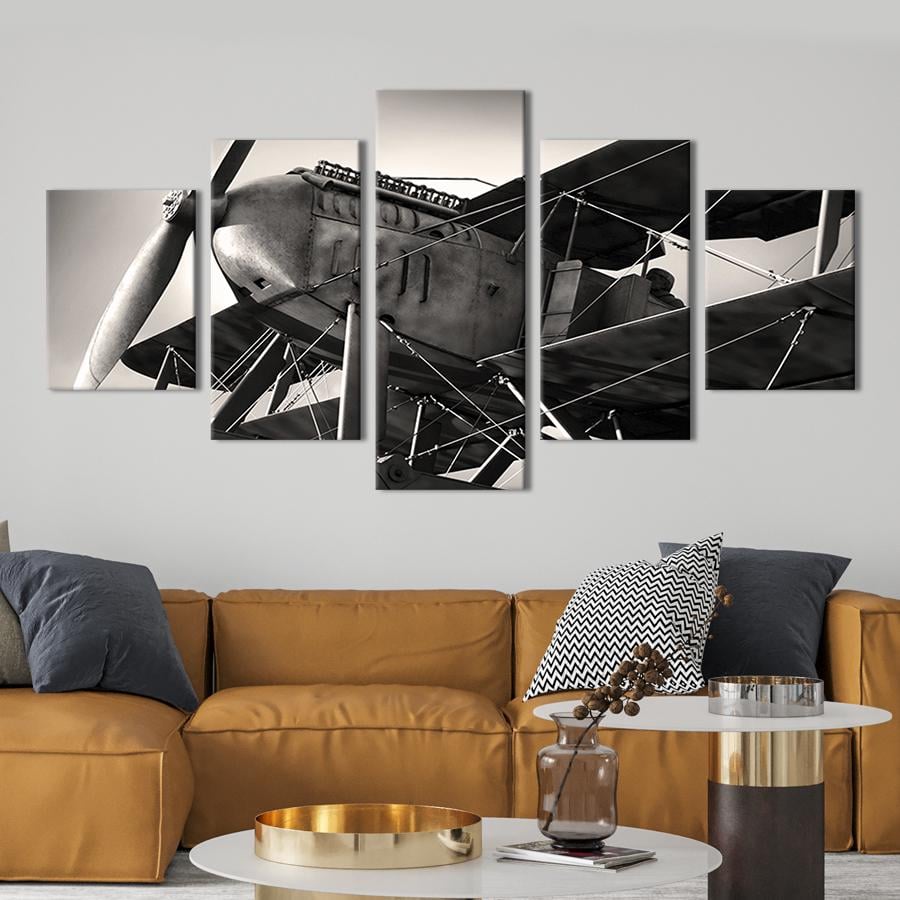 Модульная картина из 5 частей Старый самолёт 162x80 см (92-52)