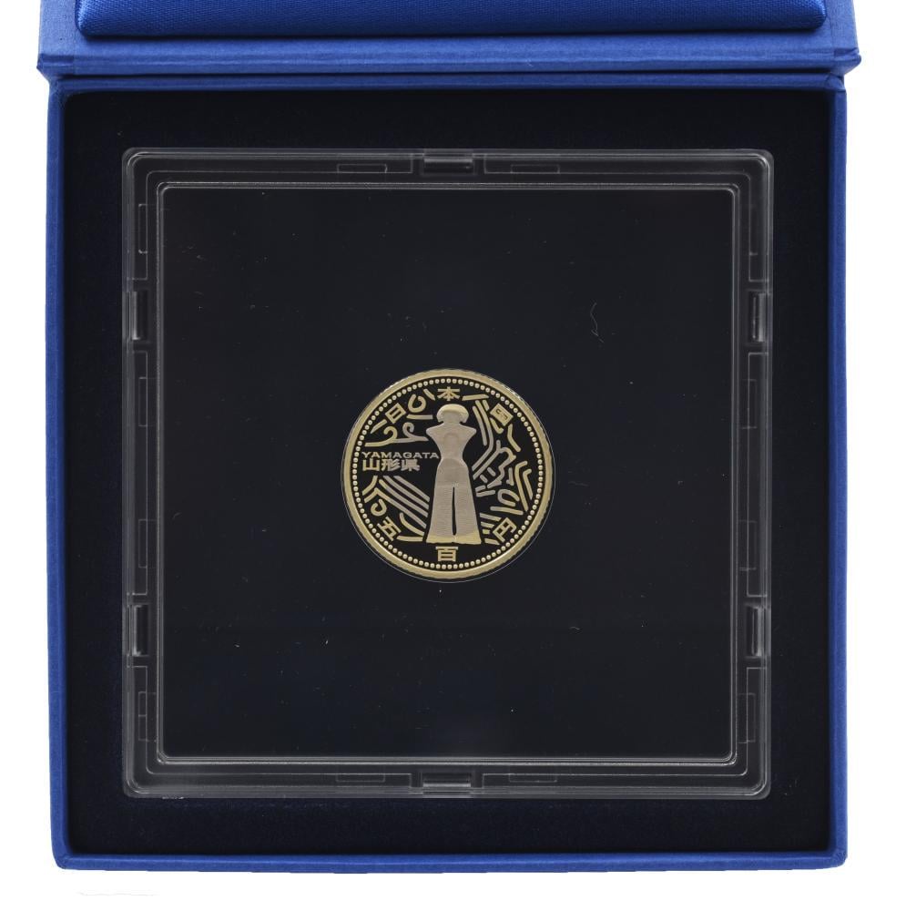 Коллекционная монета Япония 500 иен 2014 биметалл Proof Префектуры Ямагата в сувенирной упаковке (М21363)
