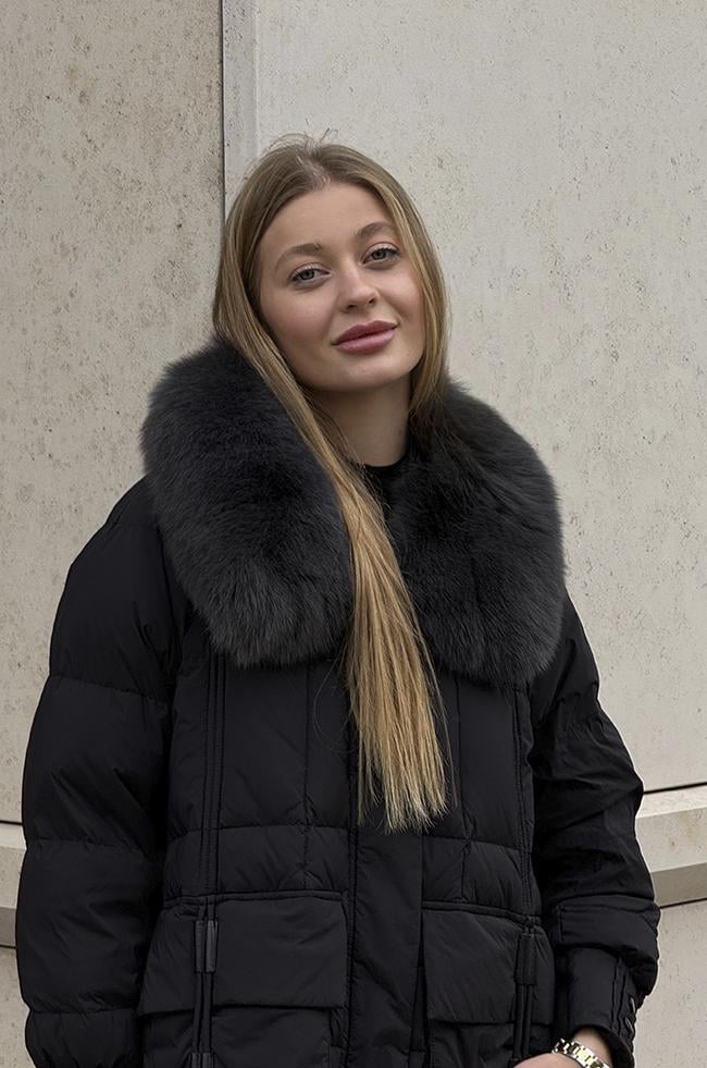 Куртка Lipar 0564 пуховая с накладными карманами р. 46 Черный (16897336) - фото 3