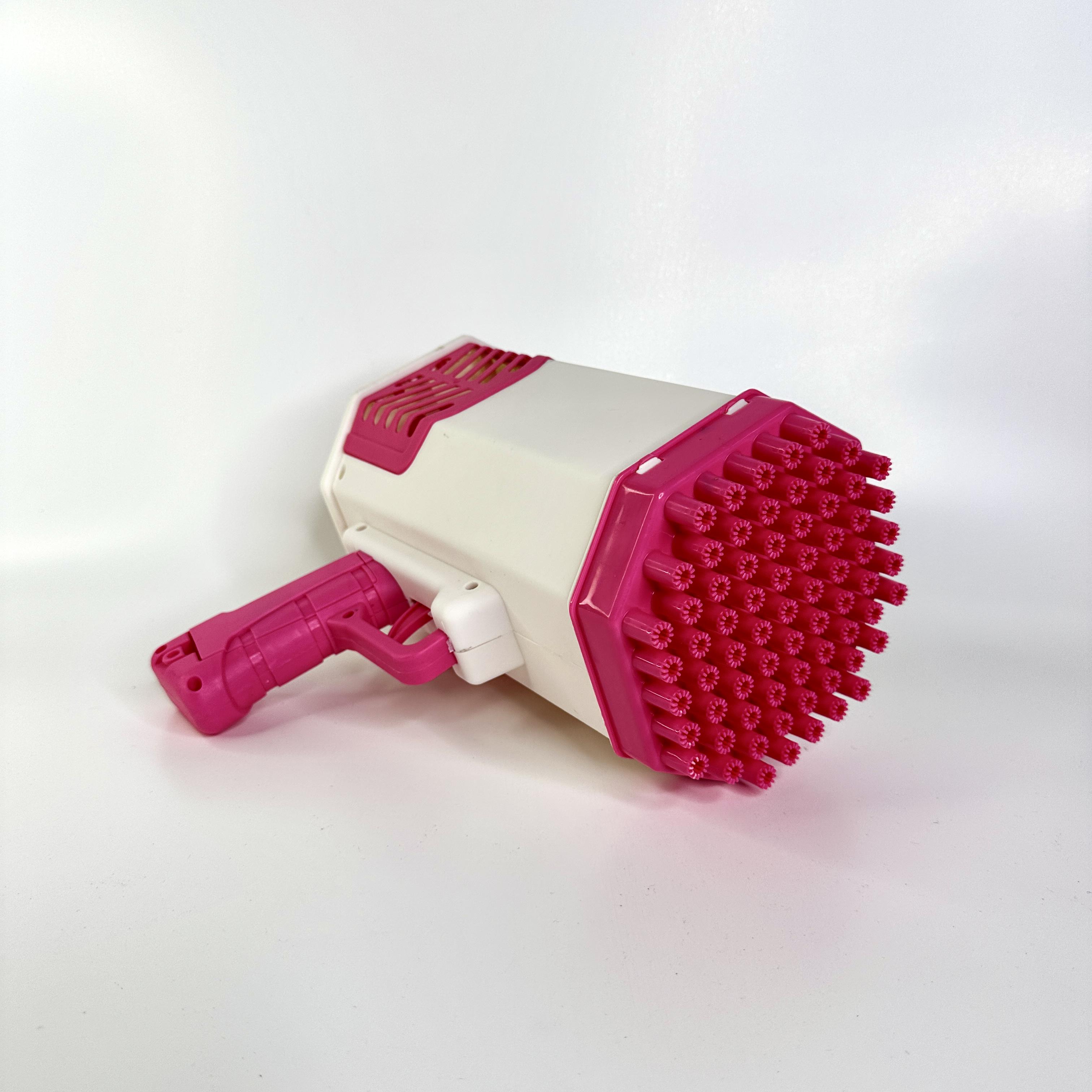 Пистолет-генератор мыльных пузырей Bubble Gun с LED подсветкой детский 69 отверстий Розовый (AD-19-Pink)