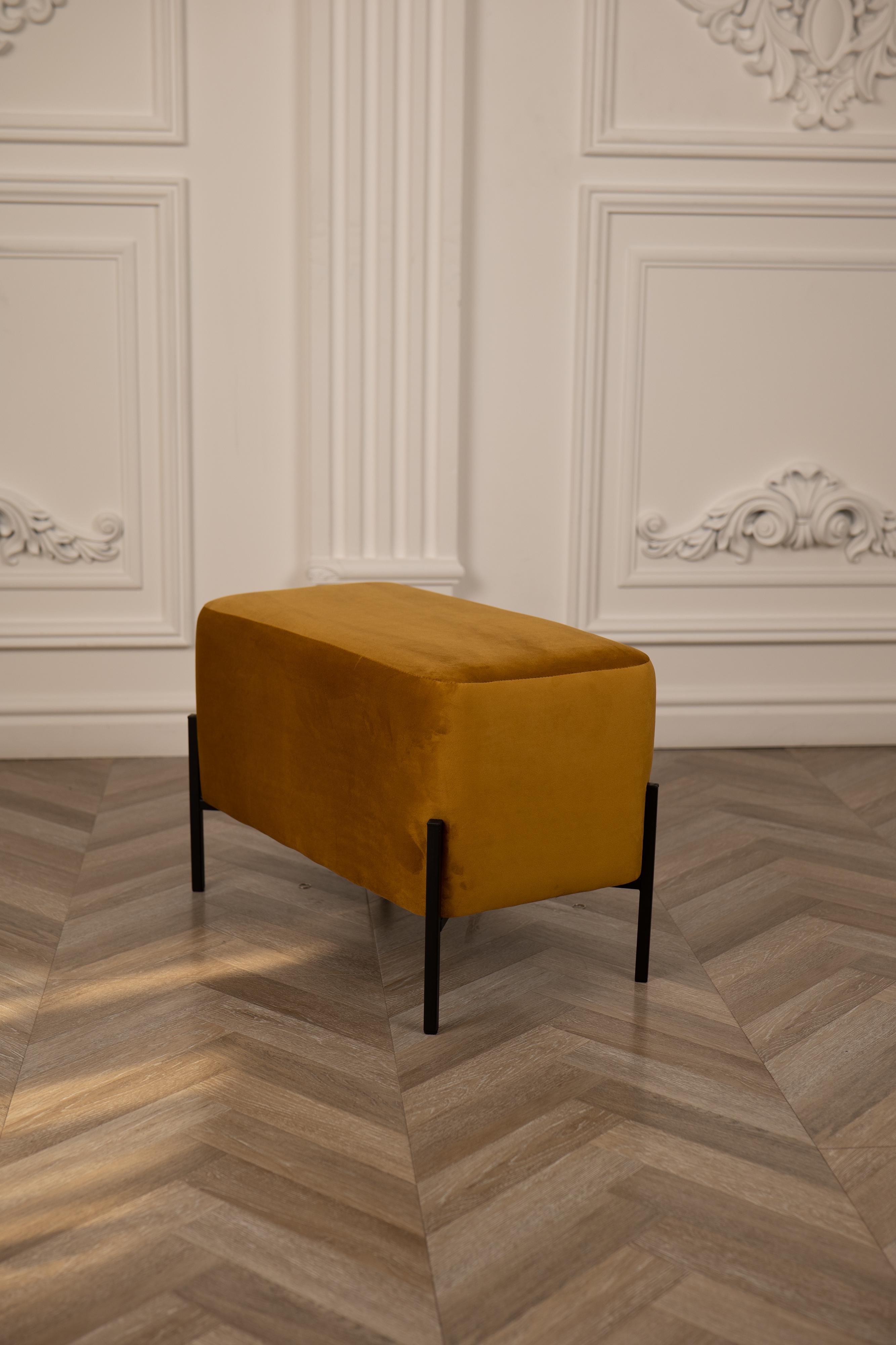 Пуф длинный 63х42х34 см Горчично-золотой