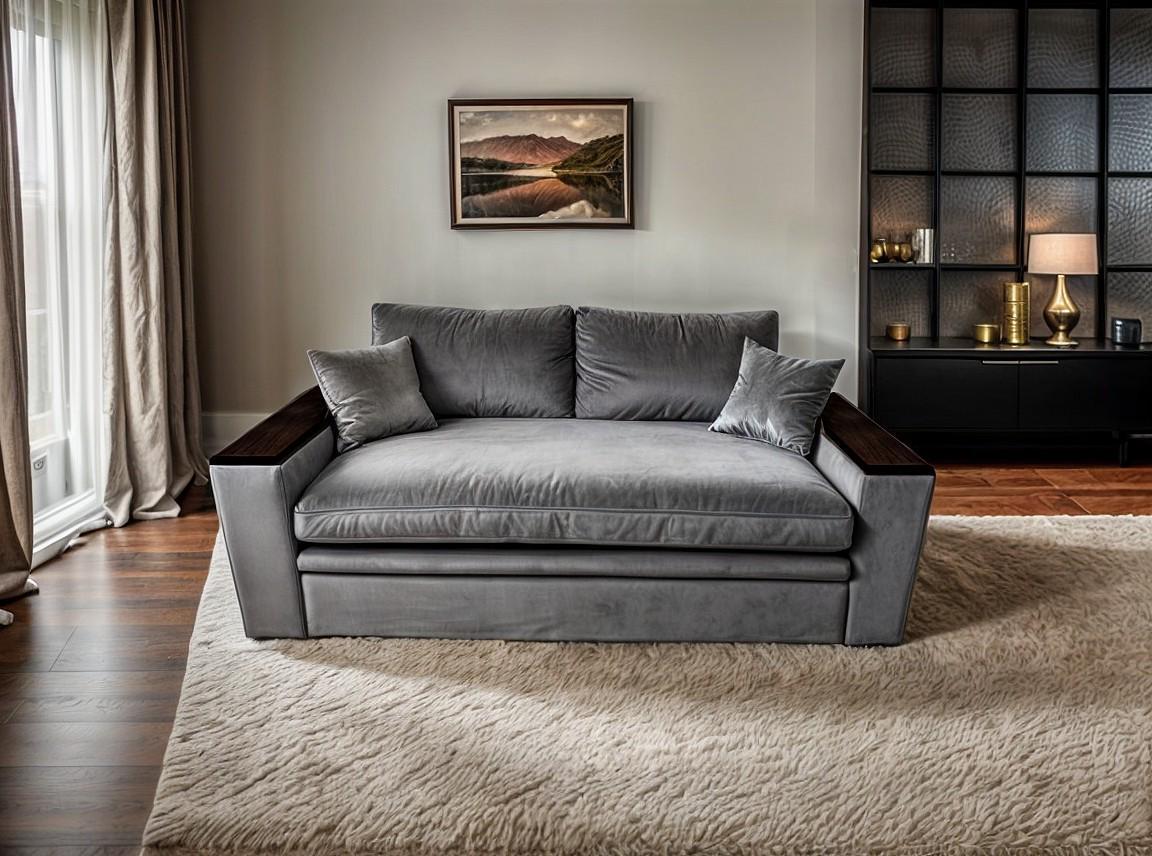 Диван прямой Tobi Sho Kubus-160 раскладной мягкий велюр 2000х800х1000 мм Светло-серый