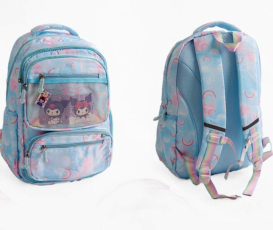 Школьный рюкзак детский Kuromi для девочки 2 отделения/6 карманов/на молнии 30х17х45 см (28443881) - фото 2 Школьный рюкзак детский Kuromi для девочки 2 отделения/6 карманов/на молнии 30х17х45 см (28443881) - фото 2