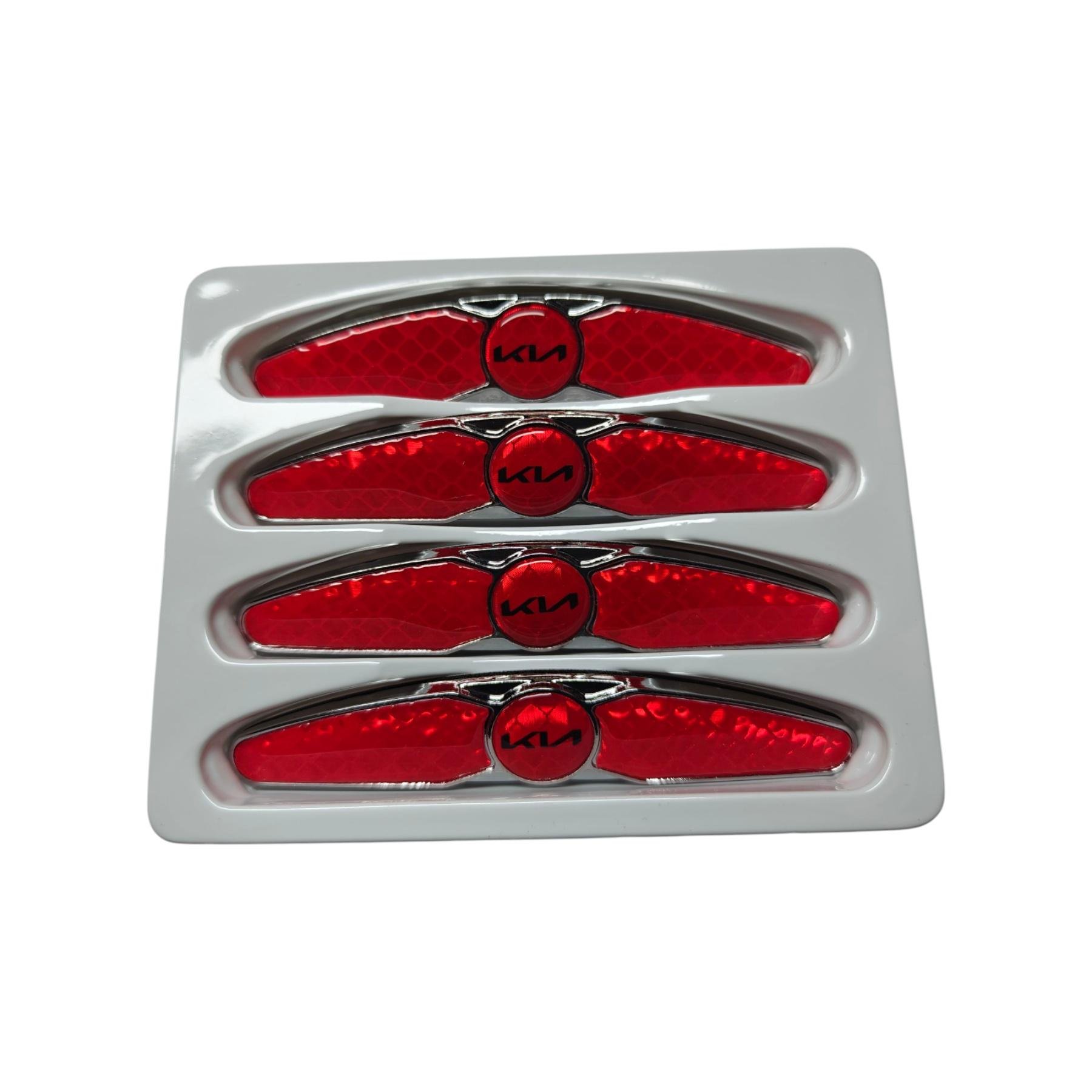 Накладки-катафоты на двери автомобиля с логотипом KIA от царапин и вмятин Красный карбон (2402406316)