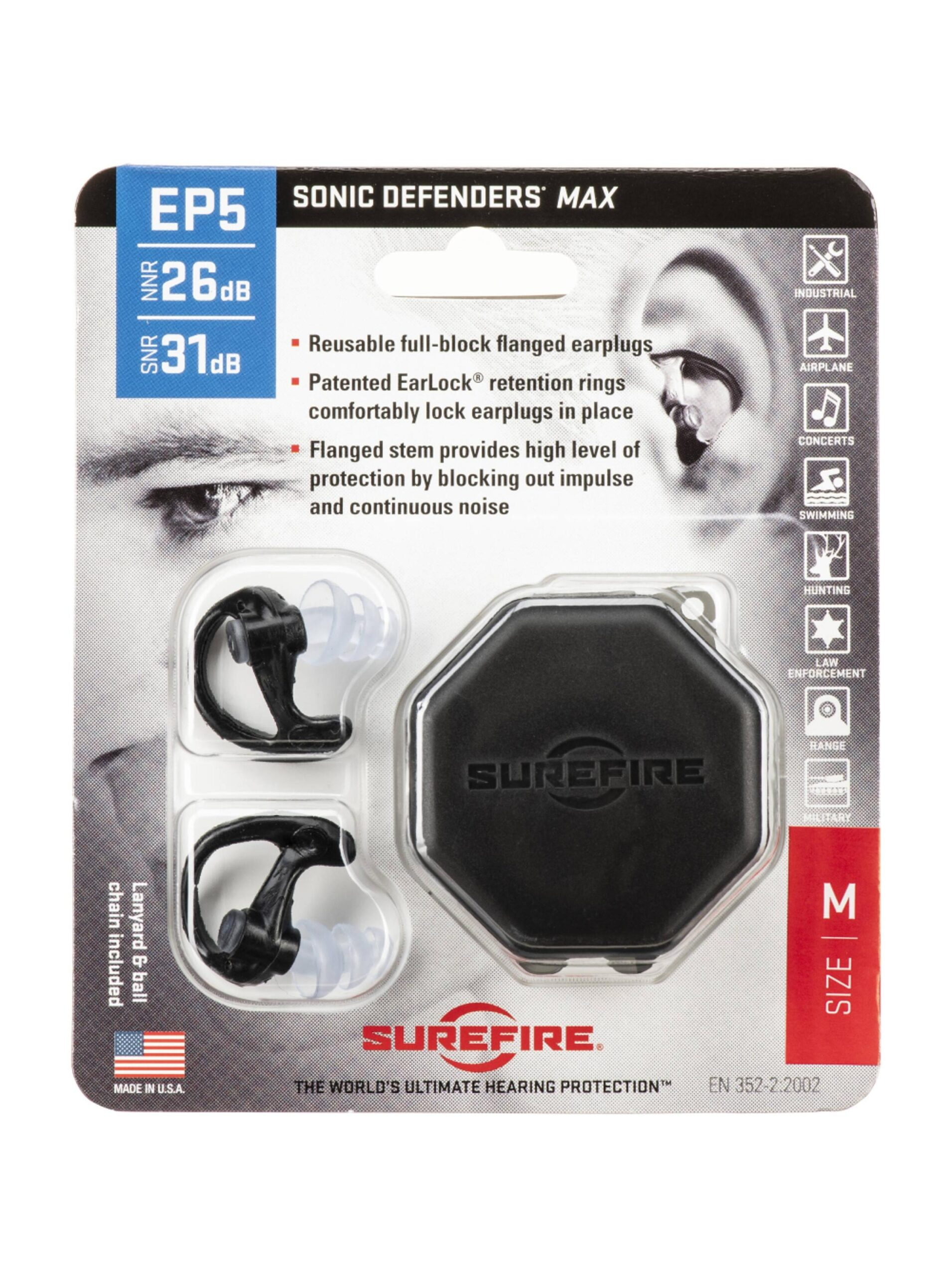 Беруши военные SureFire EP5 Sonic Defenders Max Medium Черный (SPEP5-BK-MPR) - фото 2 Беруши военные SureFire EP5 Sonic Defenders Max Medium Черный (SPEP5-BK-MPR) - фото 2