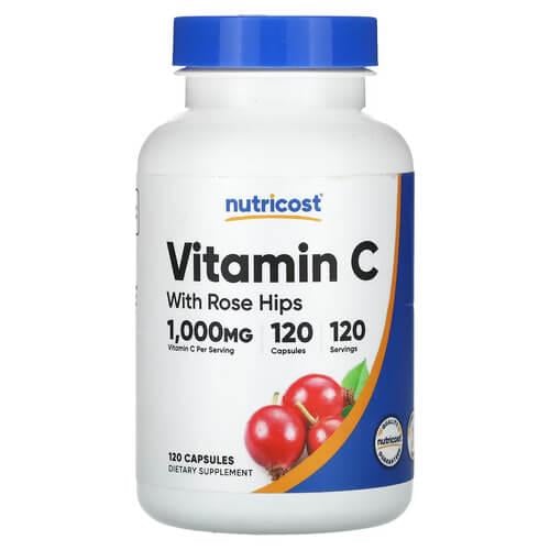 Витамин С Nutricost Vitamin C With Rose Hips 1,000 мг 120 Capsules (NCS-67157)