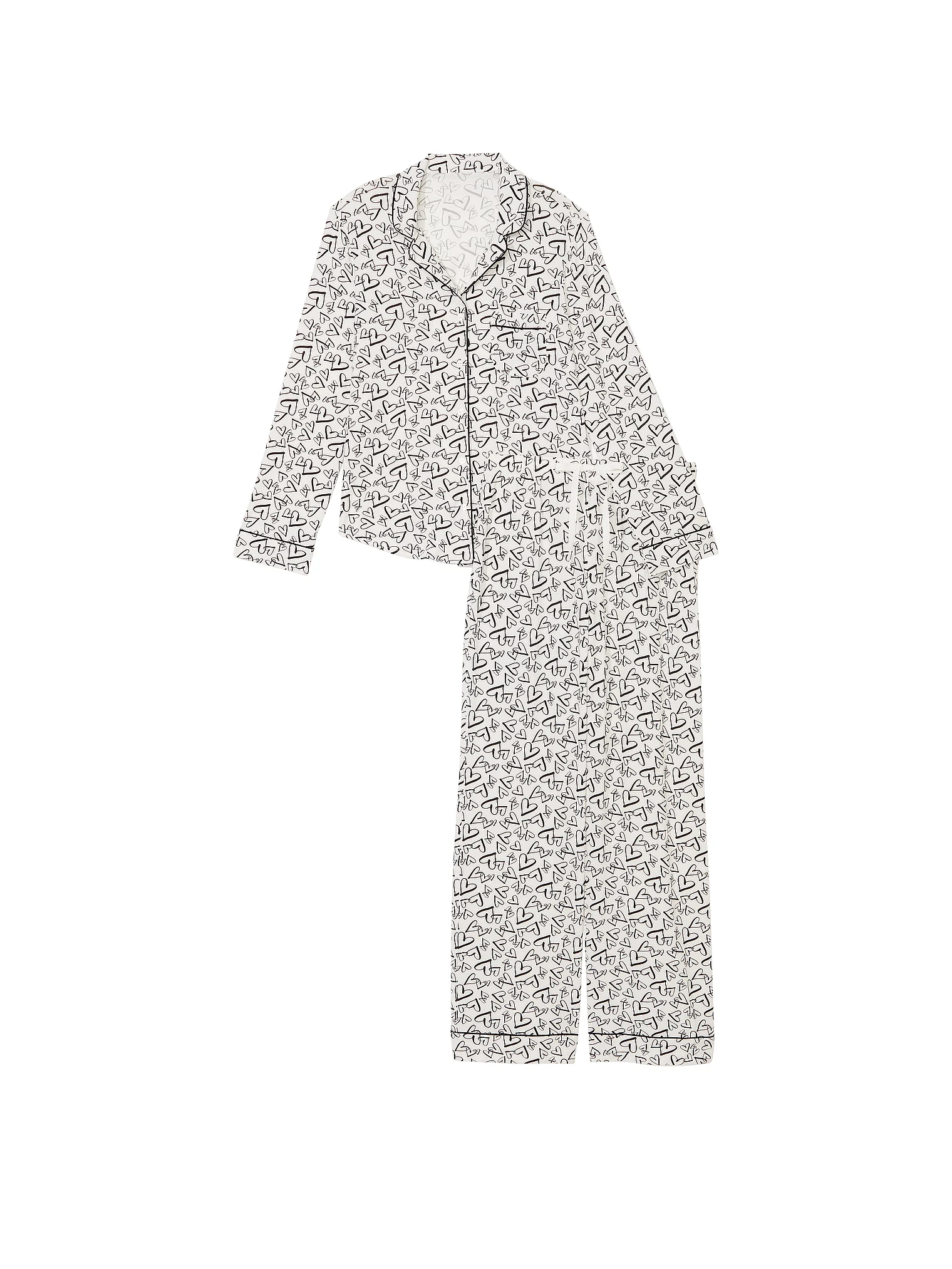 Піжама жіноча Victoria's Secret Modal Long Pajama Set у сердечка S Білий (15294042) - фото 3