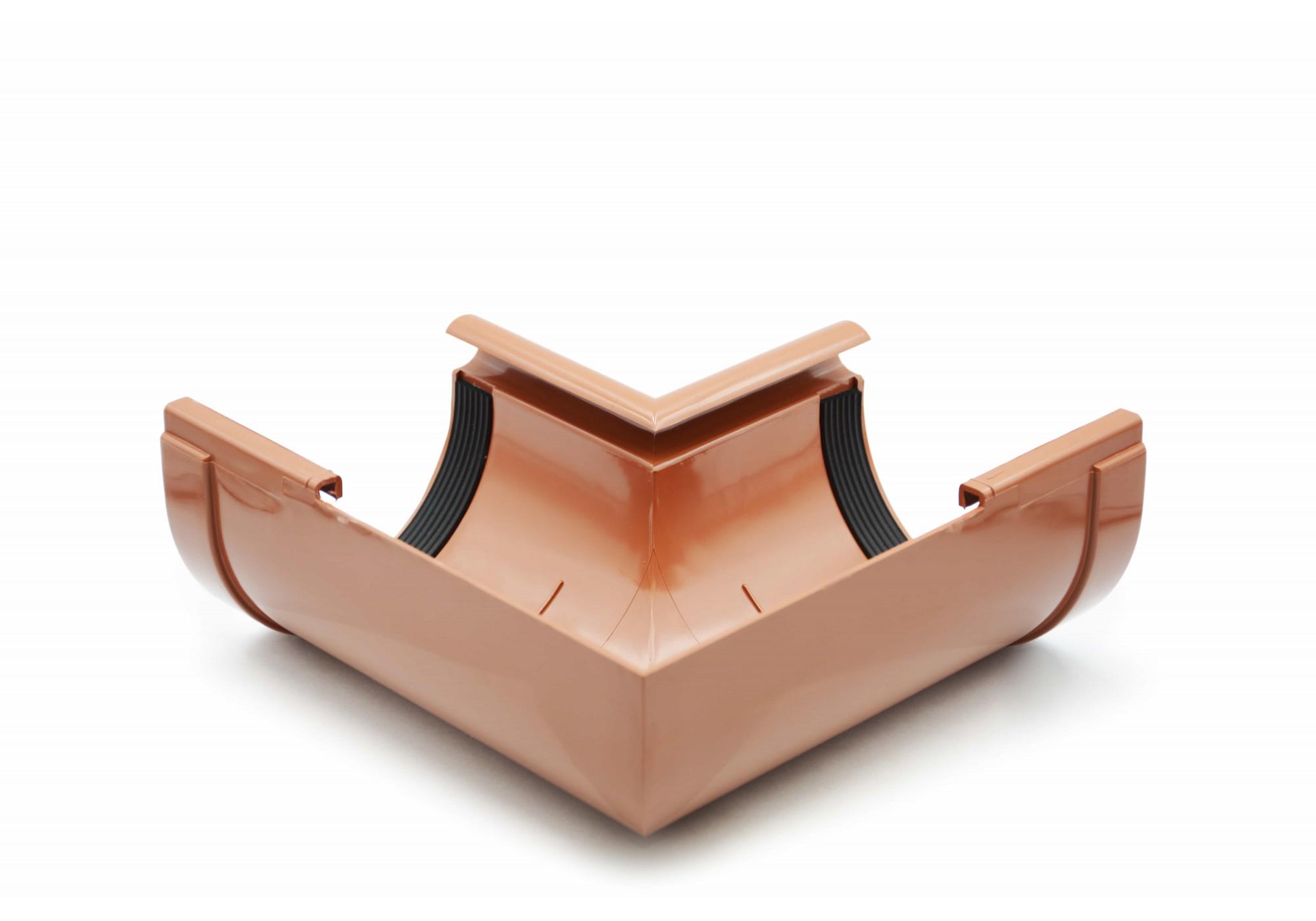 Угол желоба внутренний RAINWAY 130 система 90° Кирпичный - фото 1 Угол желоба внутренний RAINWAY 130 система 90° Кирпичный - фото 1