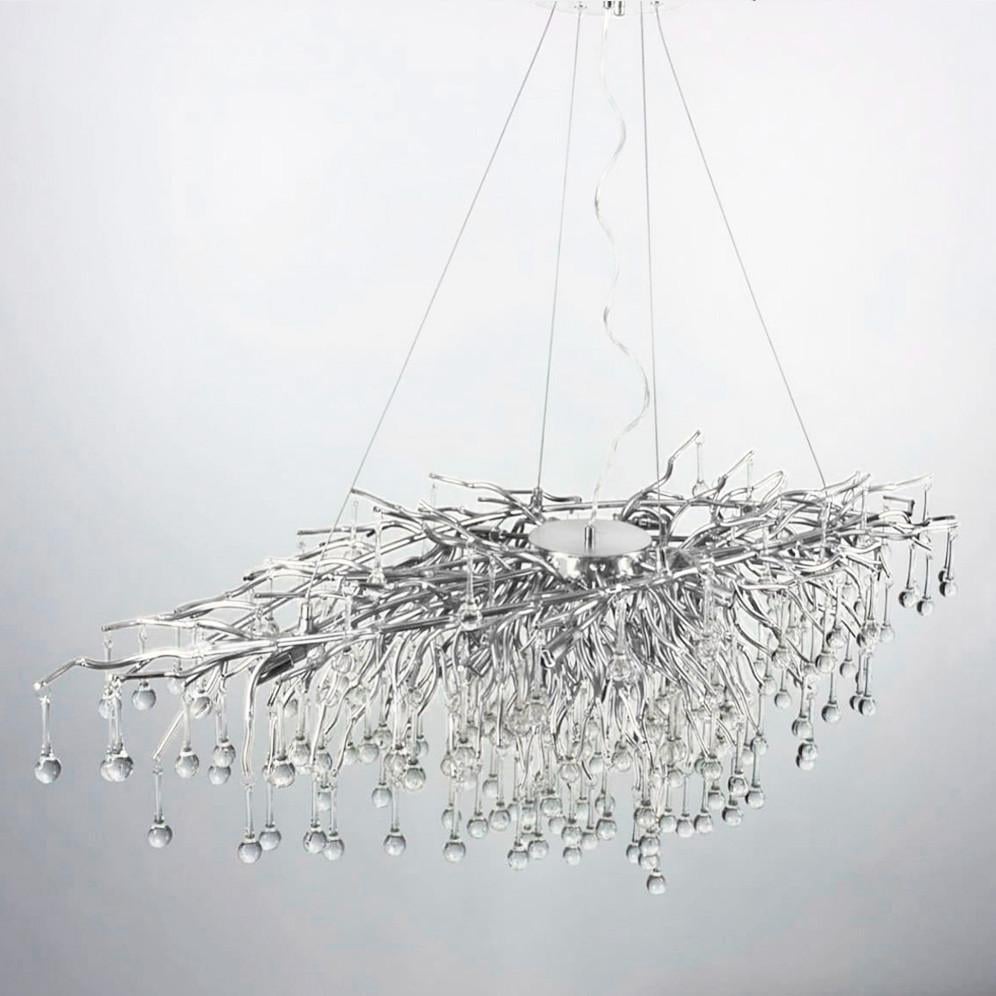 Люстра видовжена із кришталевими крапельками 100х50 см (704L CH/CL) - фото 3