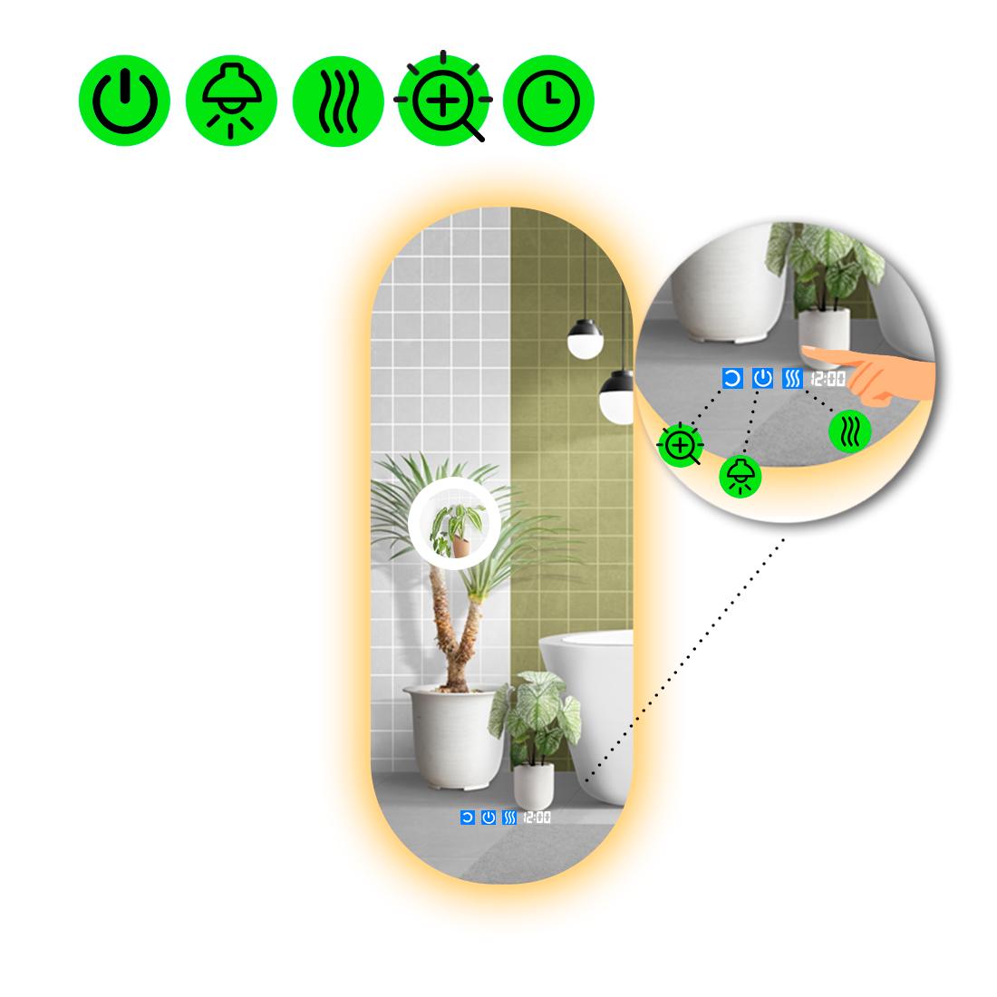 Зеркало с LED подсветкой Portale 2 с тремя сенсорами/подогревом и линзой с подсветкой 200x80 см (Portale2-119)