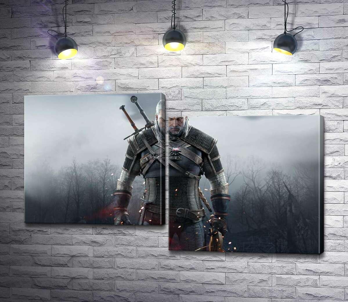 Модульная картина ArtPoster Грозный герой Геральт из игре "Ведьмак 3: Дикий гон" (The Witcher 3: Wild hunt) 100x59 см Модуль №5 (003342)