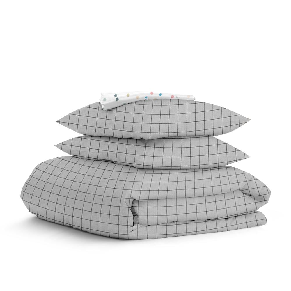 Постель евро Cosas Grey Geometry с простыней на резинке 200х220 см (4822052142493)