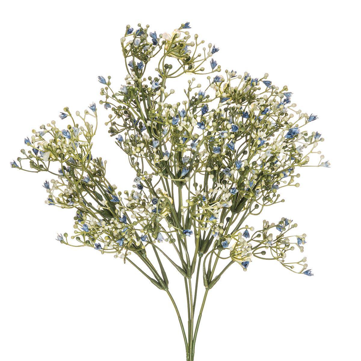 Искусственный гипсофил бутон букет пластик 5 веток 35 см Голубой