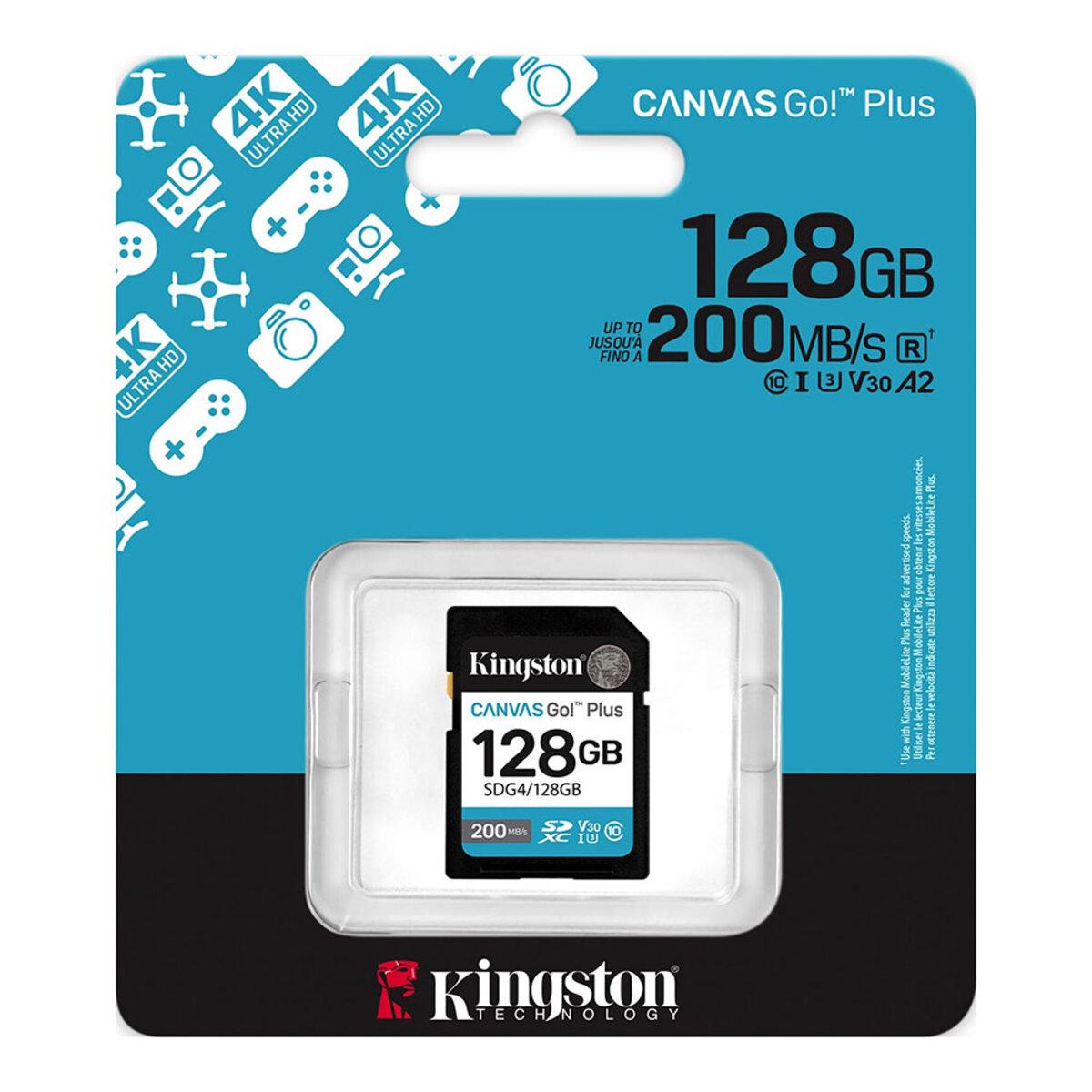 Карта памяти Kingston Canvas Go! Plus 128 GB SDXC UHS-1 U3 class 10 A2 V30 R200MB/s (SDG4/128GB) - фото 3
