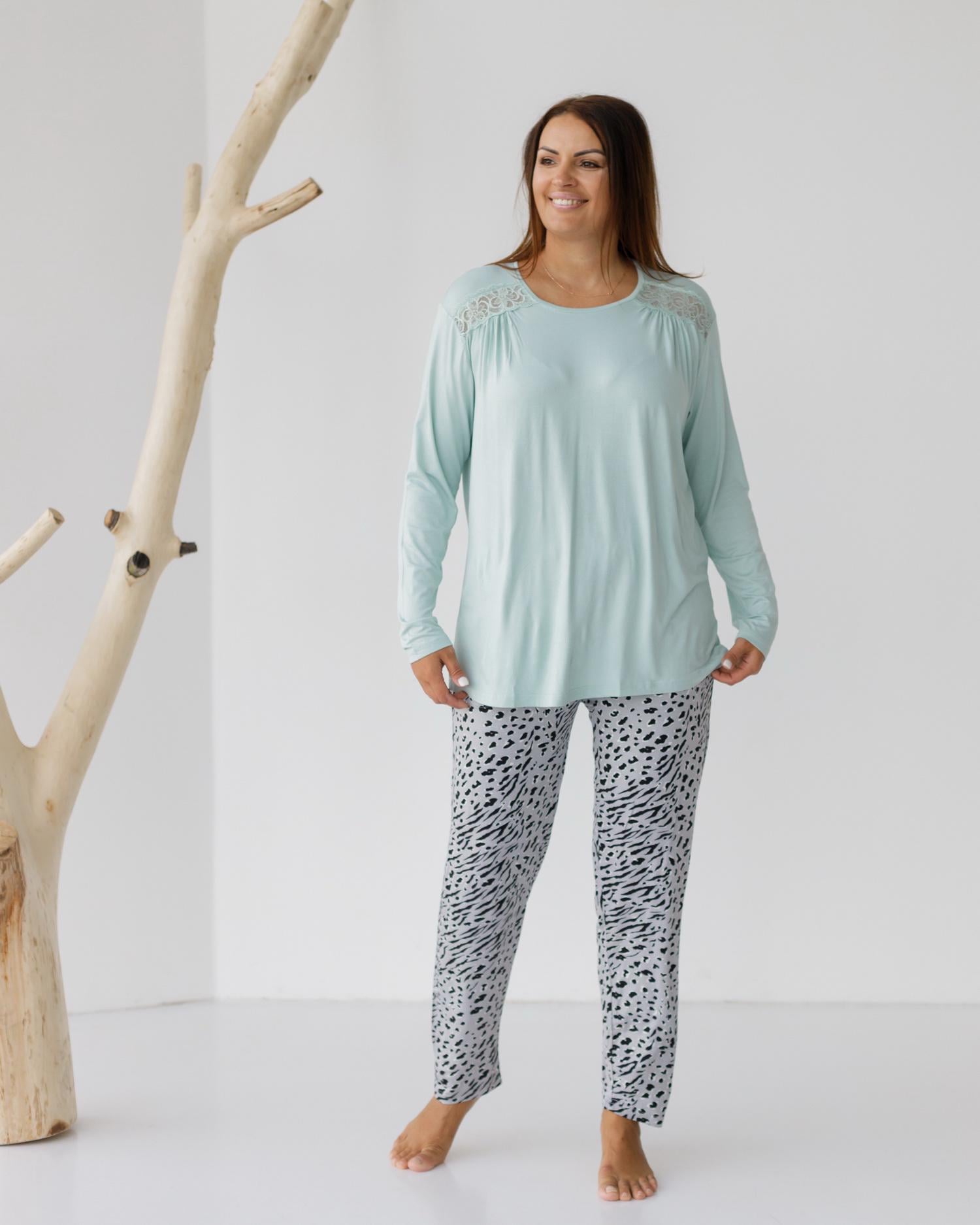 Піжама віскозна штани і кофта 2XL Ментоловий (32032) Піжама віскозна штани і кофта 2XL Ментоловий (32032)