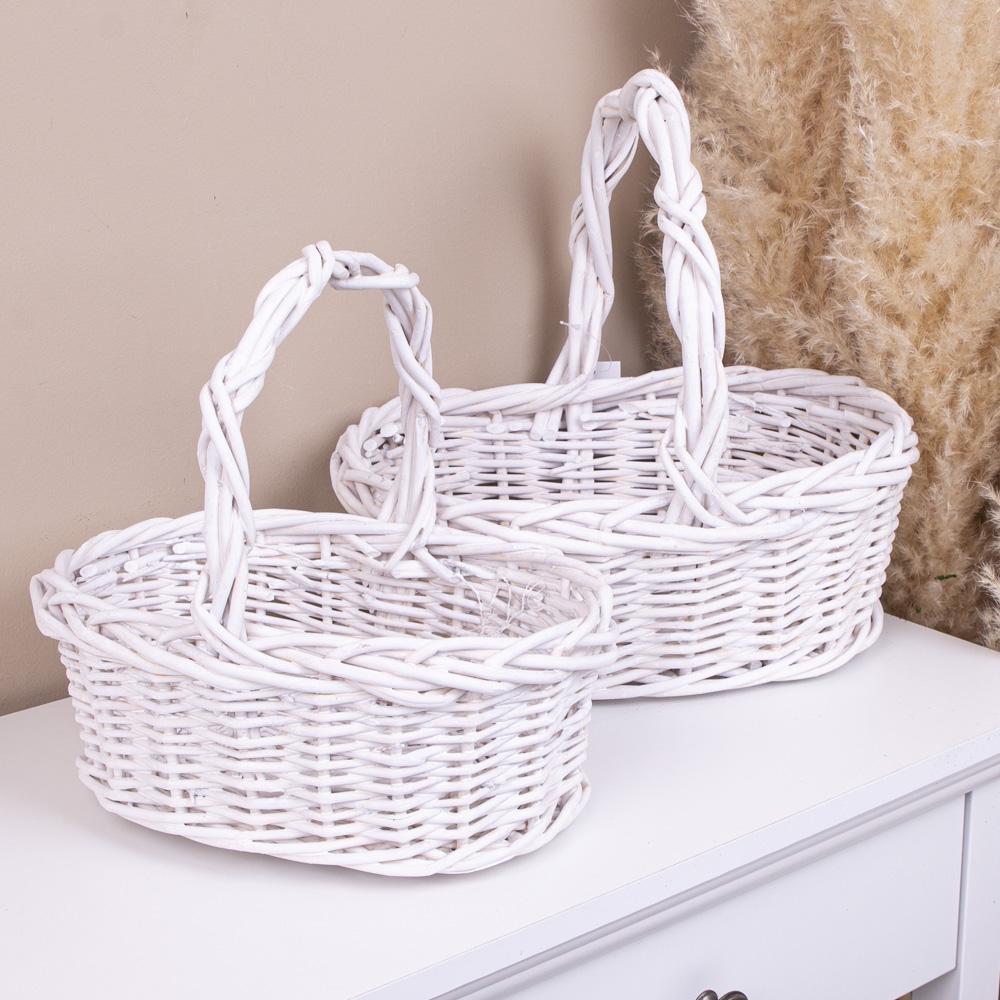 Набор корзин плетеных овальных 2 шт. Белый (2319-1) - фото 1