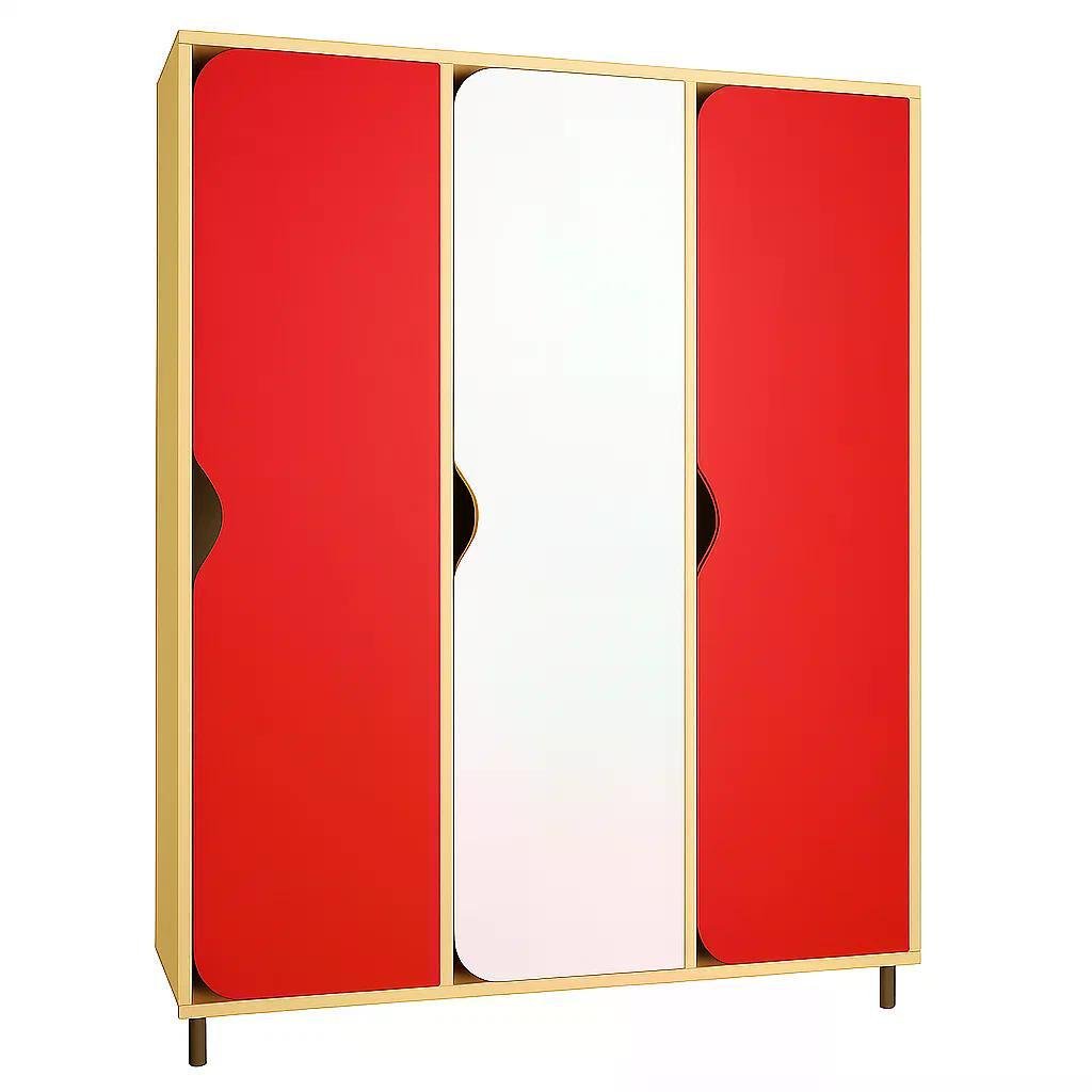 Шафа для роздягальні DS-030 3-секційна на металевих регульованих ніжках Червоний/Білий - фото 1 Шафа для роздягальні DS-030 3-секційна на металевих регульованих ніжках Червоний/Білий - фото 1