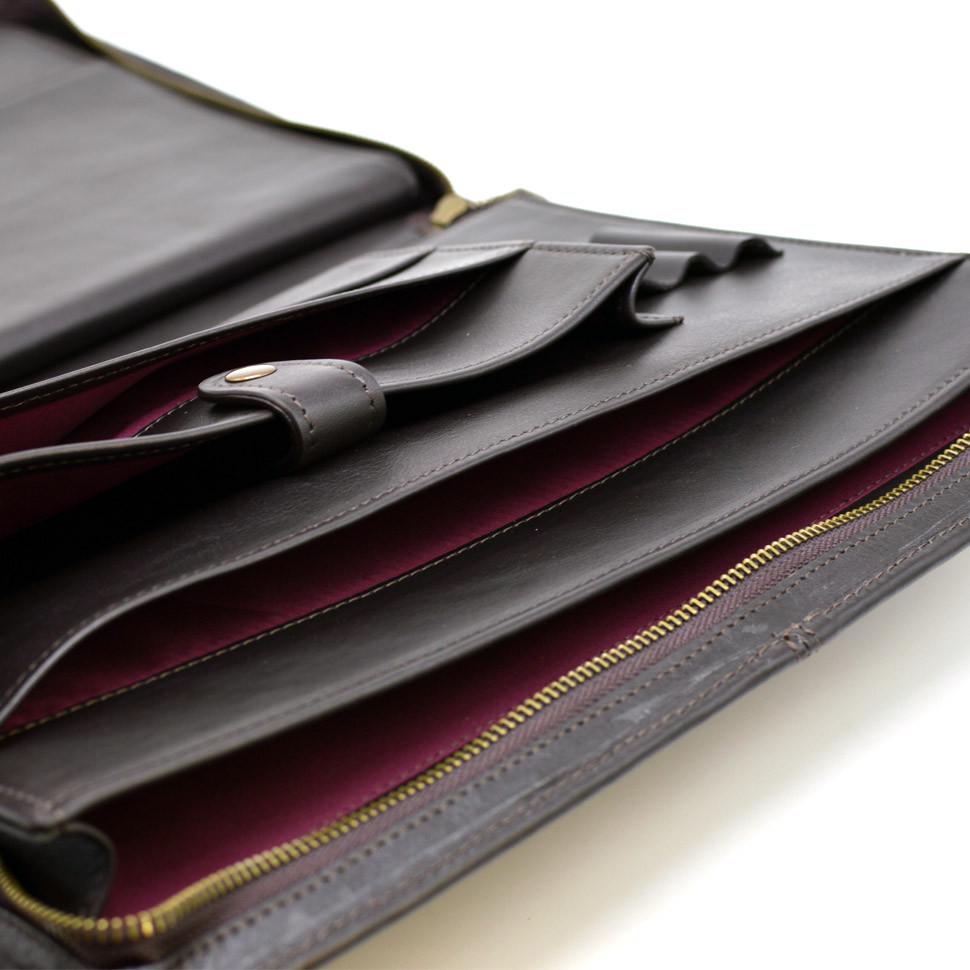 Папка кожаная на молнии с ручкой с органайзером TARWA GC-4495-4lx А4 Коричневый (40156) - фото 11 Папка кожаная на молнии с ручкой с органайзером TARWA GC-4495-4lx А4 Коричневый (40156) - фото 11