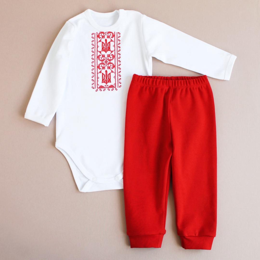 Боди с вышивкой Трезубец 68 см 3-6 мес Белый (2679645846) - фото 5