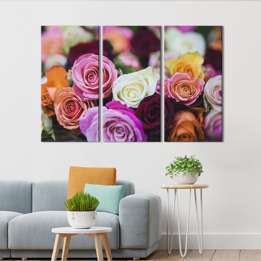 Картина на холсте триптих Прекрасные королевы цветов 156x100 см (915-31)