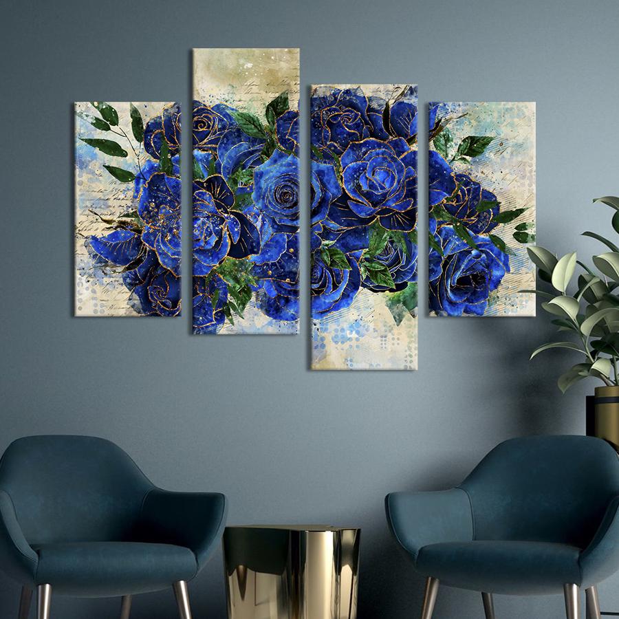 Картина на холсте Волшебные синие розы 129x90 см (989-42)