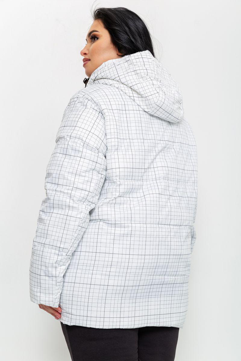 Куртка батал жіноча демісезонна Ager 224RP036 в клітинку 4XL Білий - фото 4