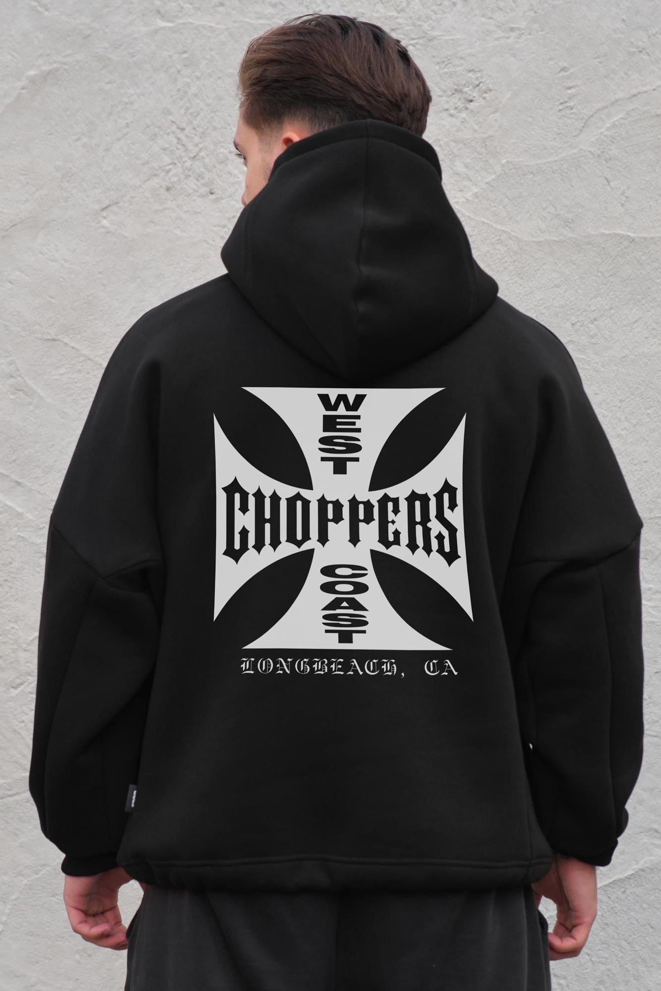 Худи на флисе Without с капюшоном и принтом Choppers оверсайз Black (8055508)